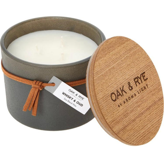 OAK & RYE Whiskey & Oud Scented Candle 340g